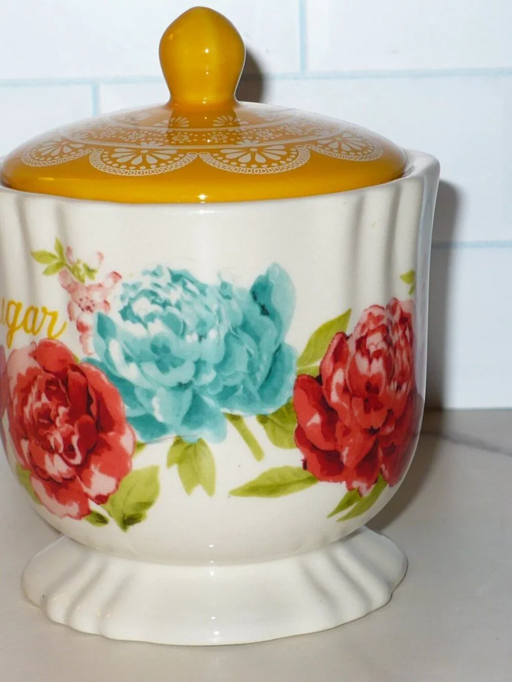 Pioneer Woman Sugar Bowl Stoneware Blossom Jubilee Floral 